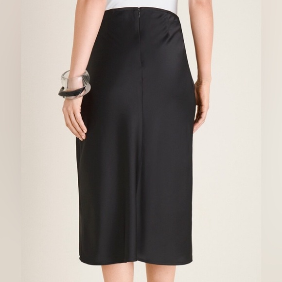 Chico’s Size 0 (Standard Size 4) Solid Satin Bias Cut Skirt - Picture 2 of 7